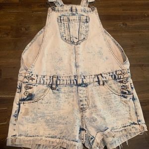 Acid Wash Denim Overalls